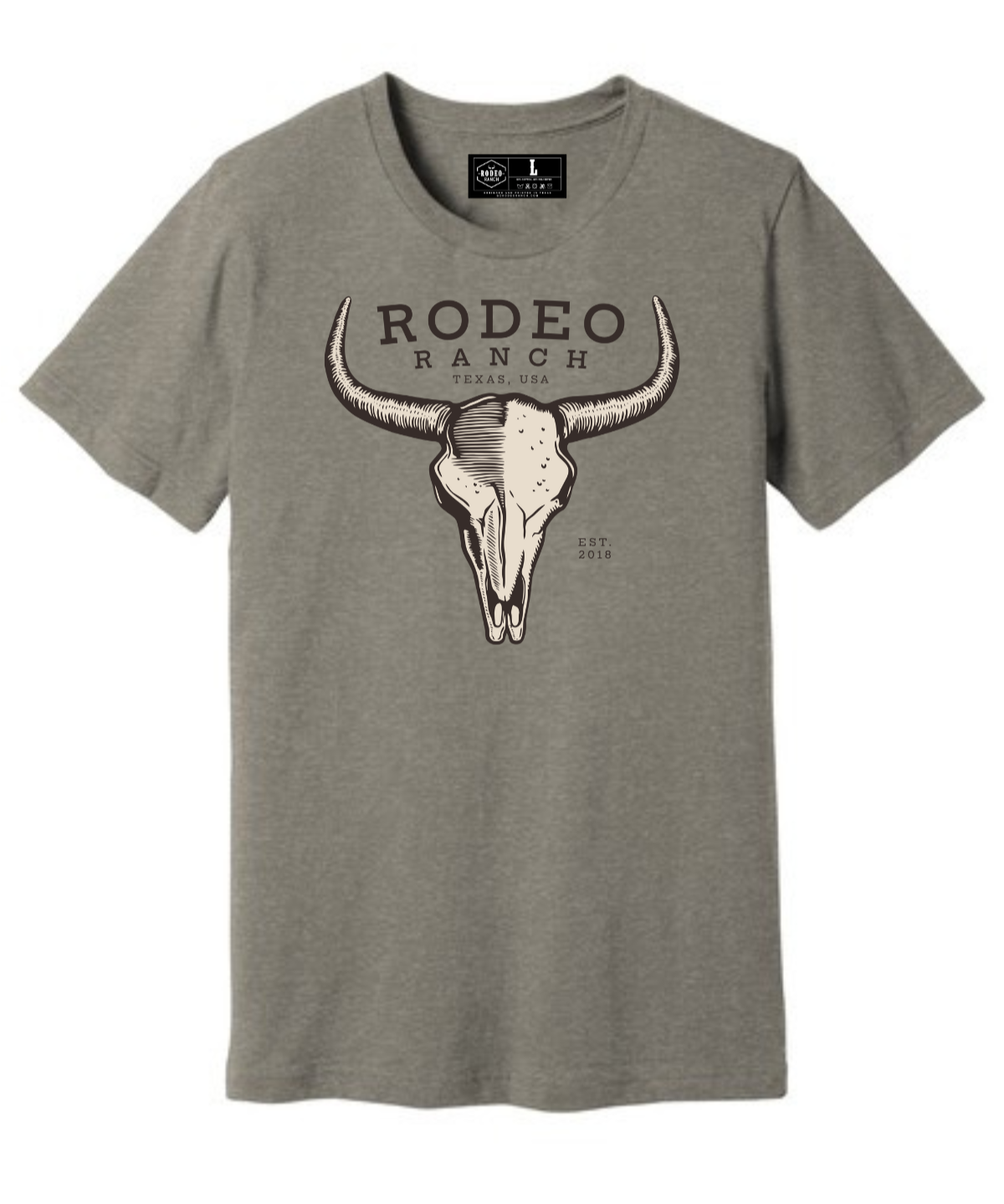 Rodeo Ranch Texas Skull Short Sleeve Shirt - Heather Stone