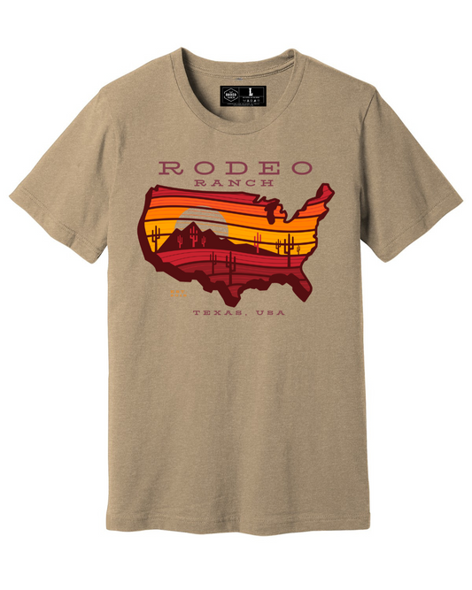 Rodeo Ranch Road Map Short Sleeve Shirt - Heather Tan