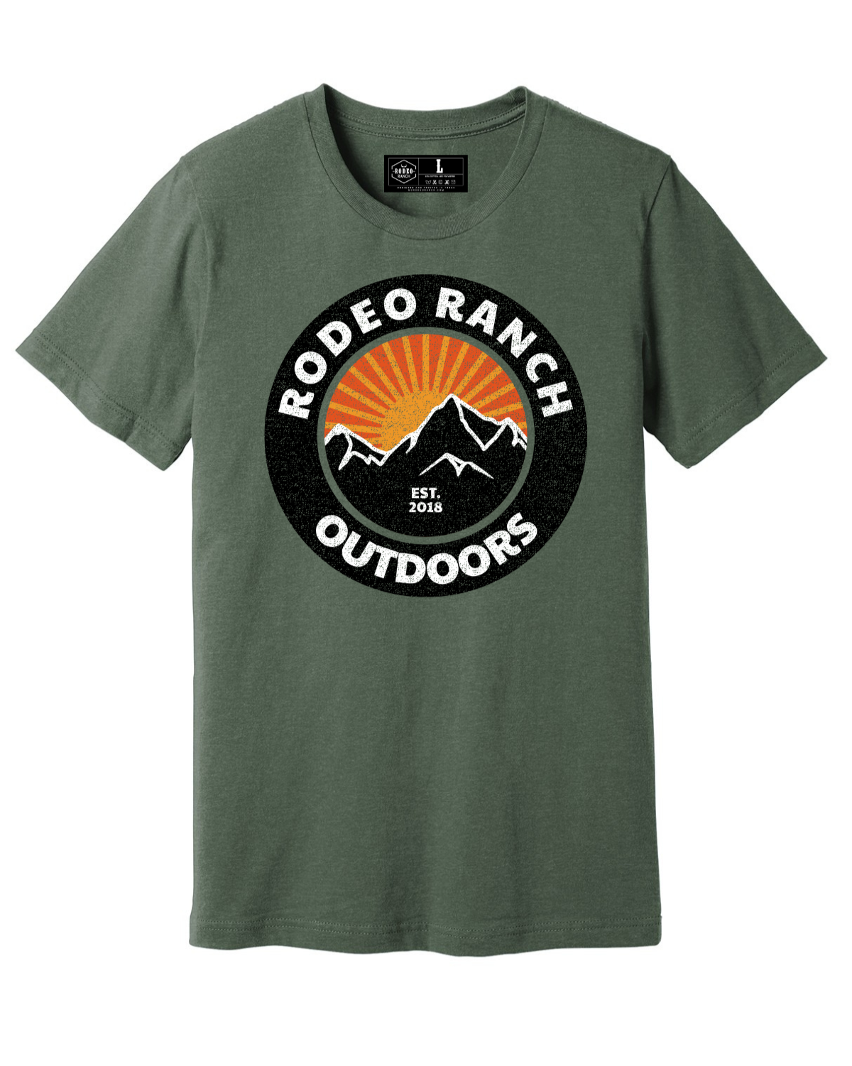 Rodeo Ranch Outdoors Mountains Short Sleeve Shirt - Heather Military Green