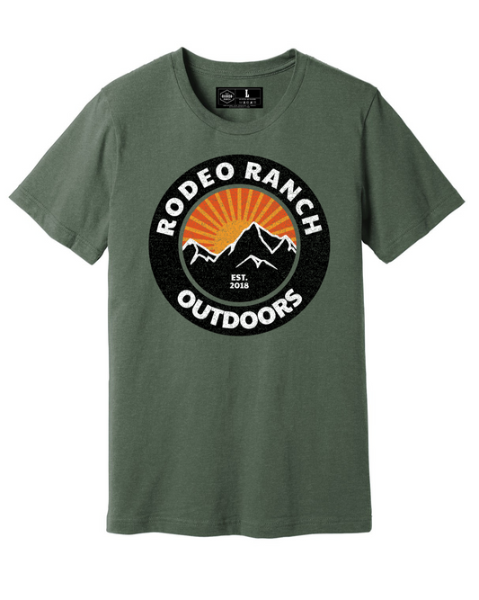 Rodeo Ranch Outdoors Mountains Short Sleeve Shirt - Heather Military Green