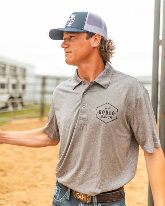 Rodeo Ranch Performance Polo - Heather Grey