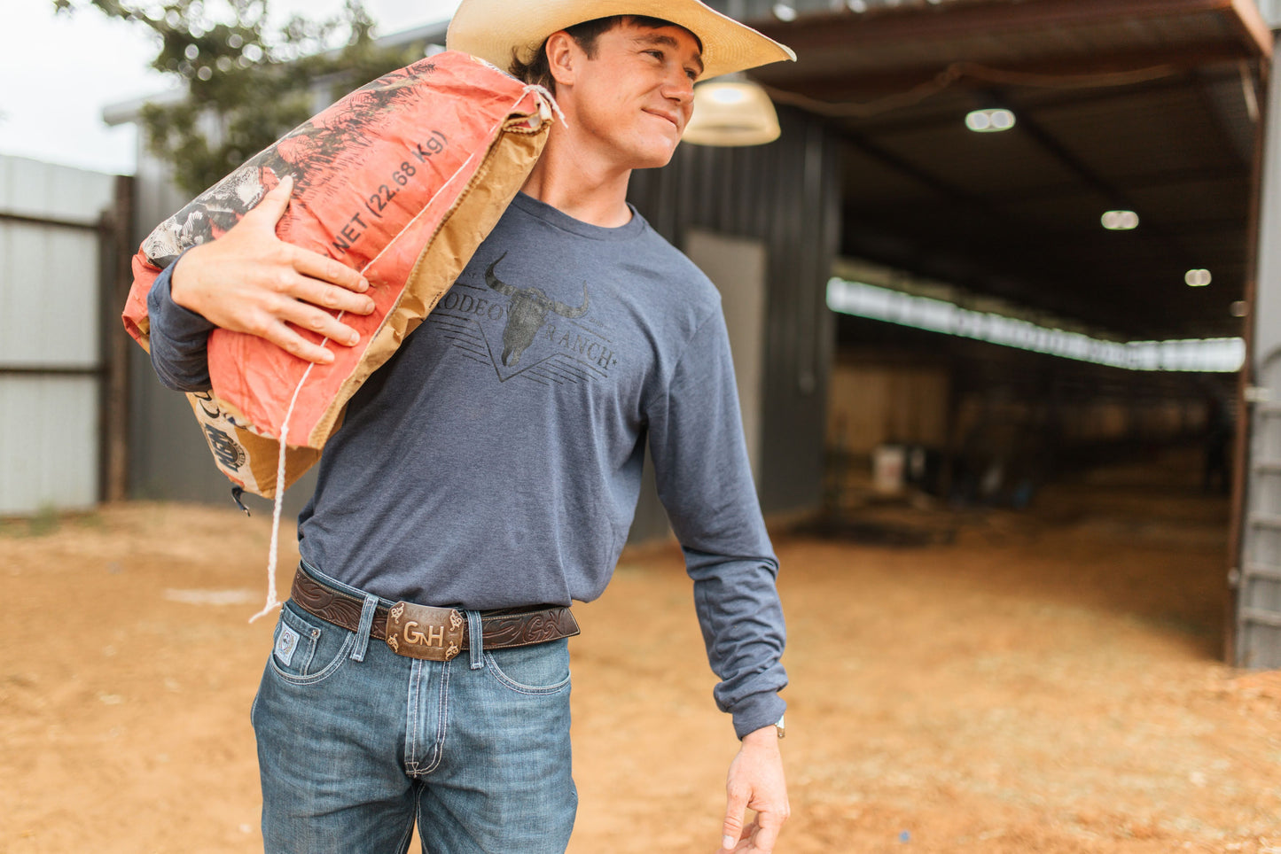 Rodeo Ranch Western Long Sleeve Shirt - Heather Denim