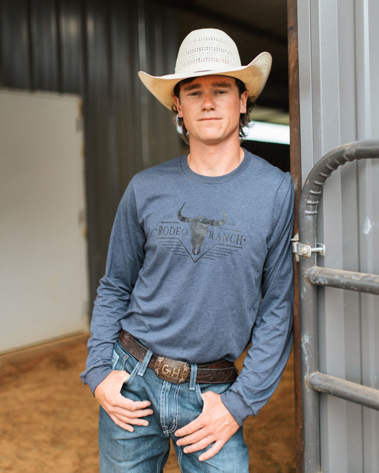 Rodeo Ranch Western Long Sleeve Shirt - Heather Denim