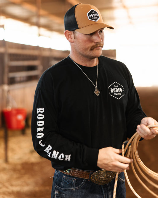 Rodeo Ranch Branding Logo Long Sleeve Shirt - Black