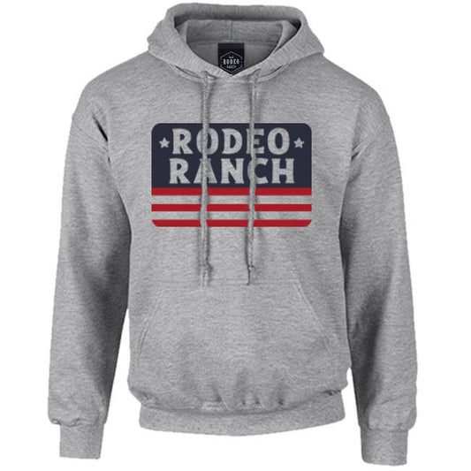Rodeo Ranch Full Color Flag Men's Hoodie Sweatshirt - Heather Grey