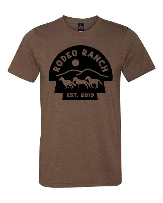 Rodeo Ranch Wild Horses Short Sleeve Shirt - Heather Brown