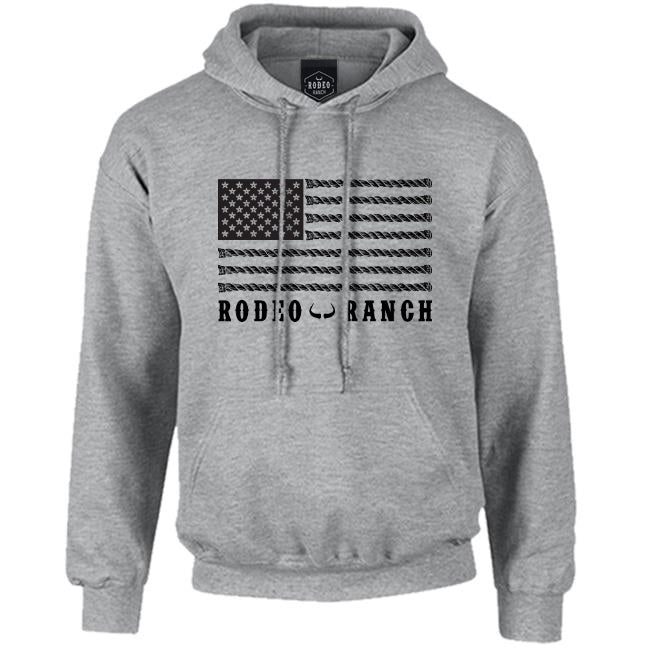 Rodeo Ranch Spur Flag Front Hoodie - Heather Grey