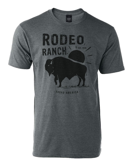 Rodeo Ranch Buffalo Short Sleeve Shirt - Heather Charcoal