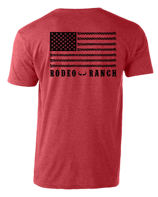Rodeo Ranch Spur Flag Short Sleeve Shirt - Heather Red