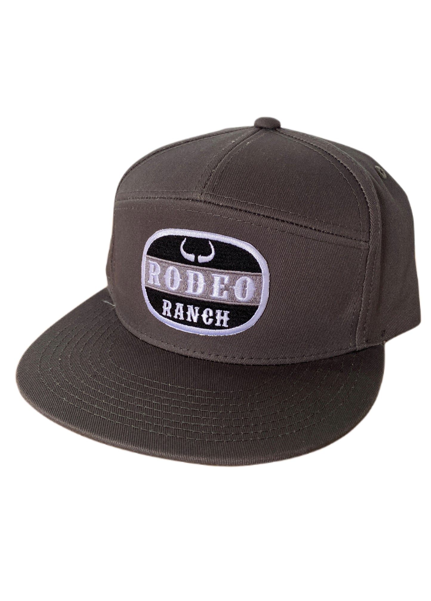 Rodeo Ranch Stockyards 7 Panel Flat Brim Hat - Charcoal