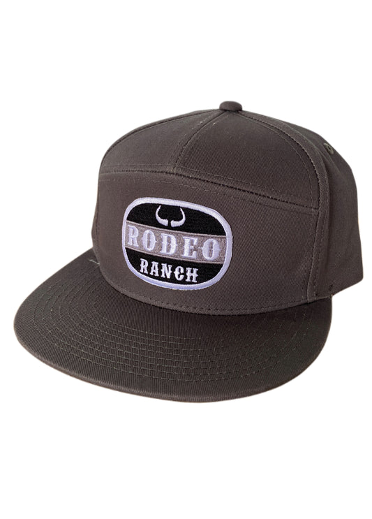 Rodeo Ranch Stockyards 7 Panel Flat Brim Hat - Charcoal