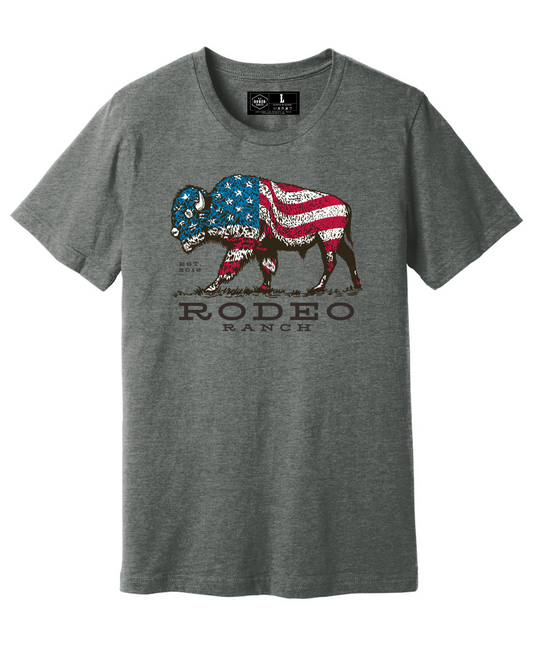 Rodeo Ranch American Buffalo Short Sleeve Shirt - Deep Heather