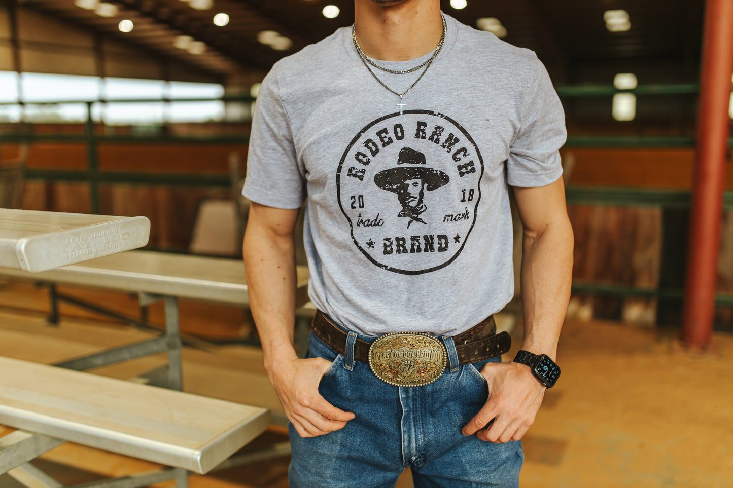 Rodeo Ranch Trademark-Tombstone Short Sleeve Shirt - Athletic Grey