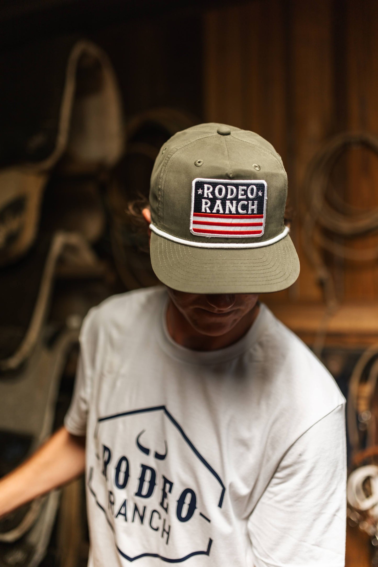 Rodeo Ranch Flag Golf Hat - Olive