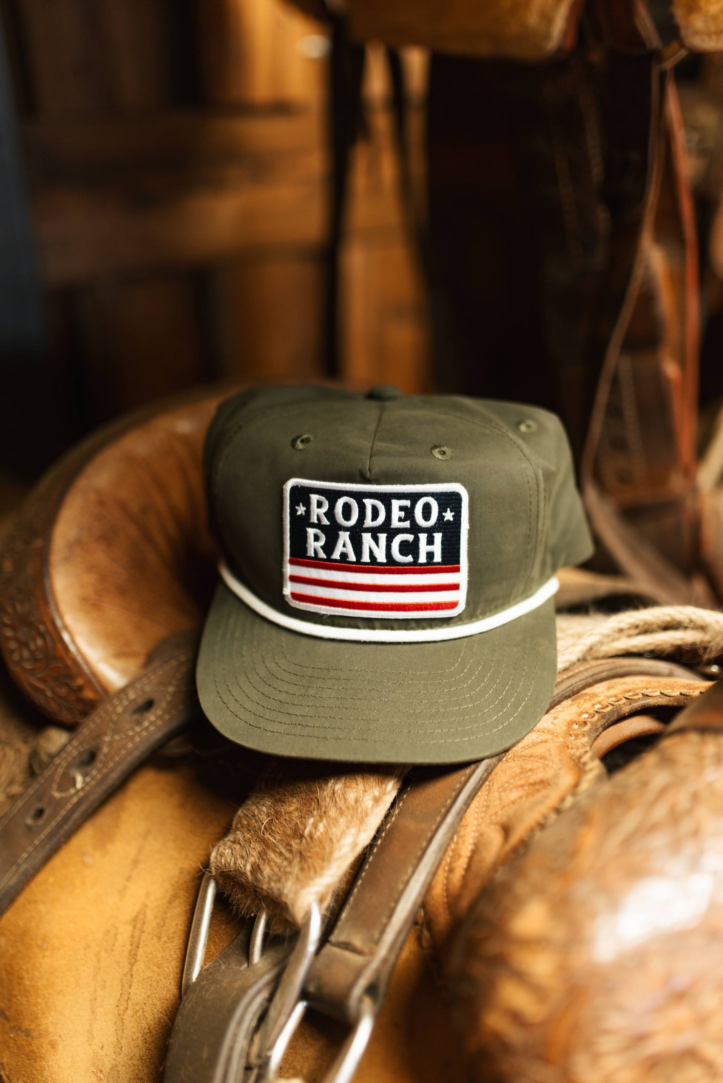 Rodeo Ranch Flag Golf Hat - Olive
