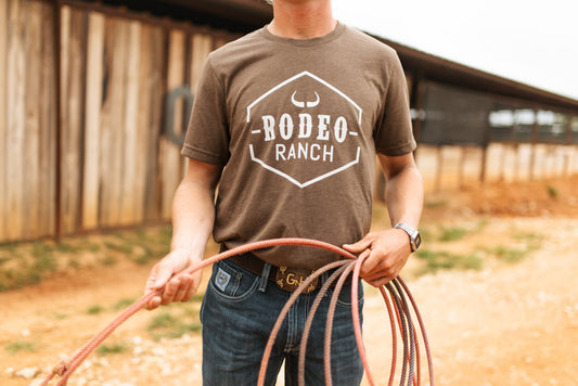 Rodeo Ranch Classic Khaki Logo Short Sleeve Shirt - Heather Brown