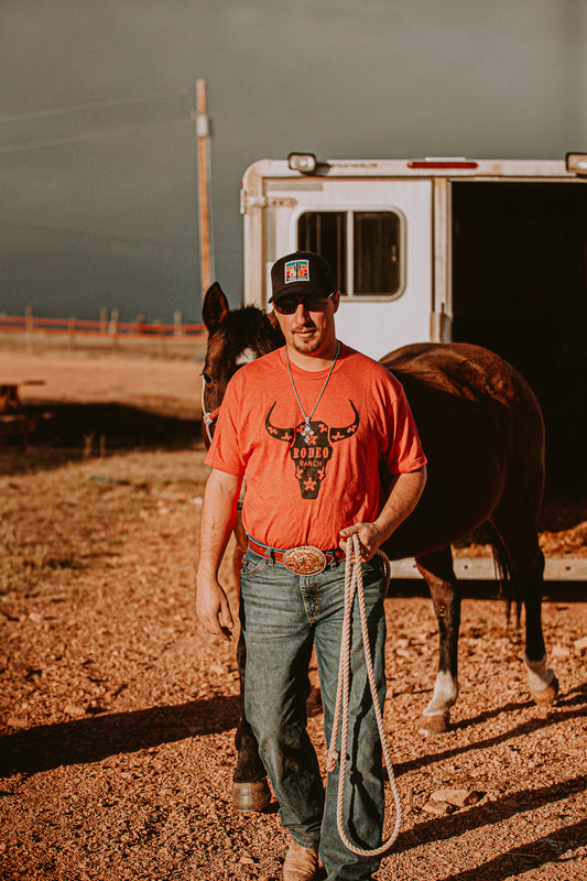 Rodeo Ranch Skull Spur Short Sleeve Shirt - Heather Red