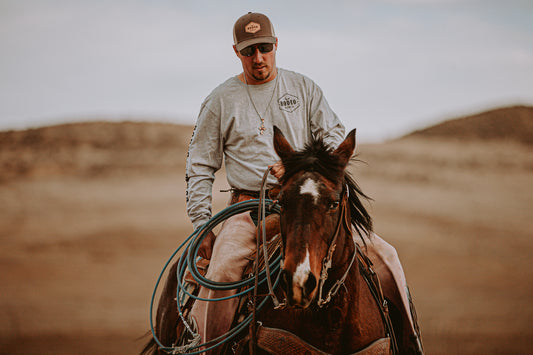 Rodeo Ranch Branding Logo Long Sleeve Shirt - Heather Grey