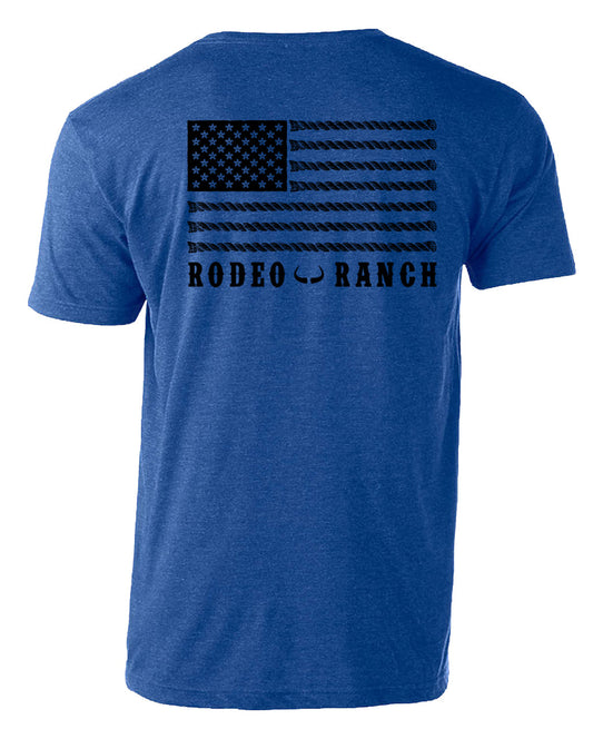 Rodeo Ranch Spur Flag Short Sleeve Shirt - Heather Royal