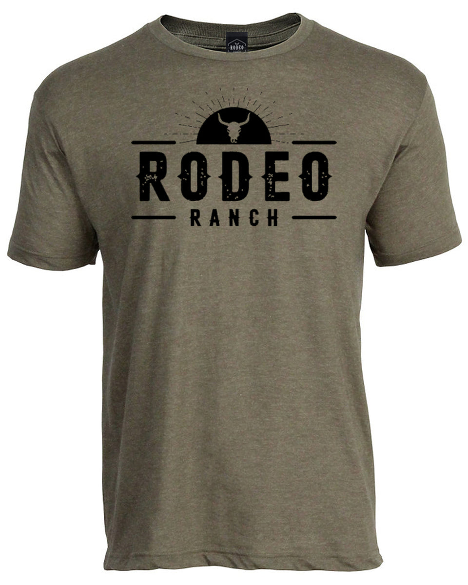 Rodeo Ranch Sunset Short Sleeve Shirt - Heather Military Green