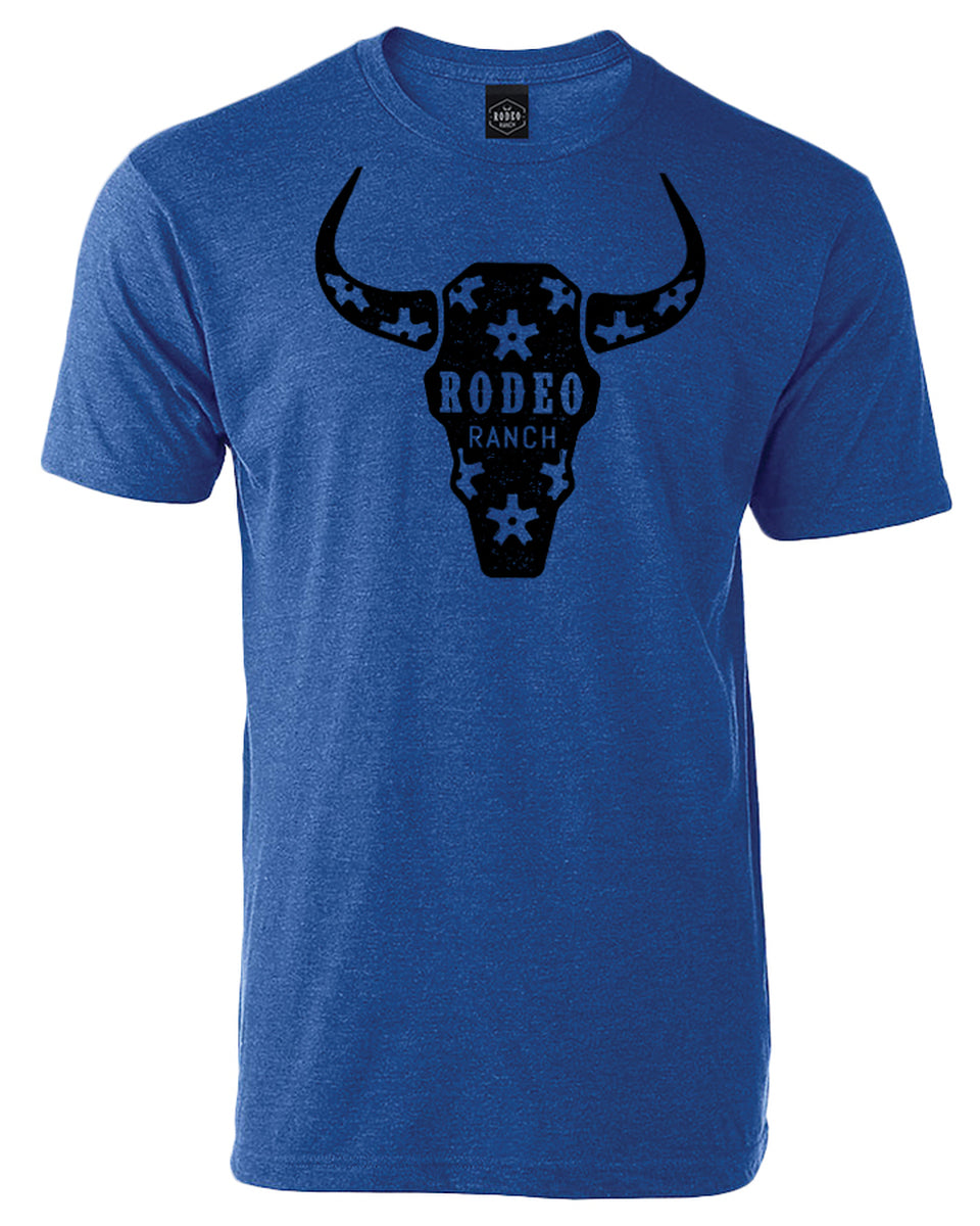 Rodeo Ranch Skull Spur Short Sleeve Shirt - Heather Royal