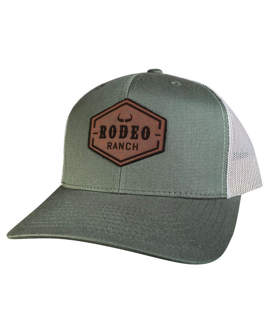Rodeo Ranch Classic Leather Logo Hat - Green and Khaki