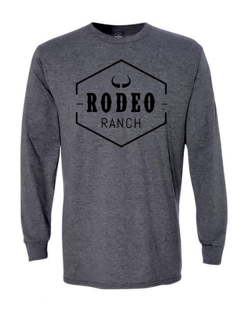 Rodeo Ranch Classic Logo Long Sleeve Shirt - Heather Charcoal and Black