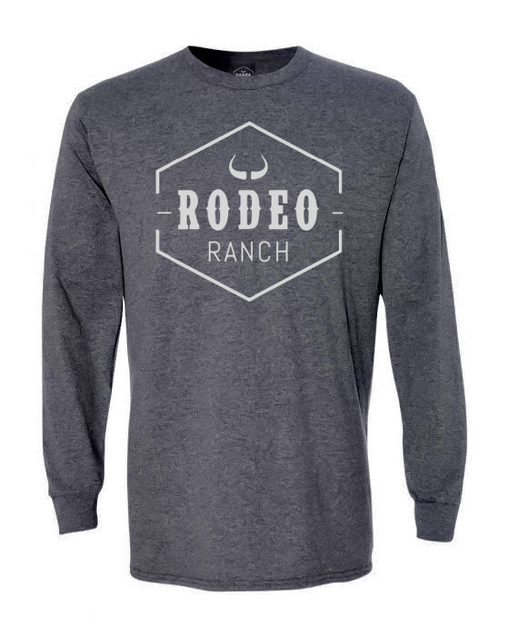 Rodeo Ranch Classic Logo Long Sleeve Shirt - Heather Charcoal and White