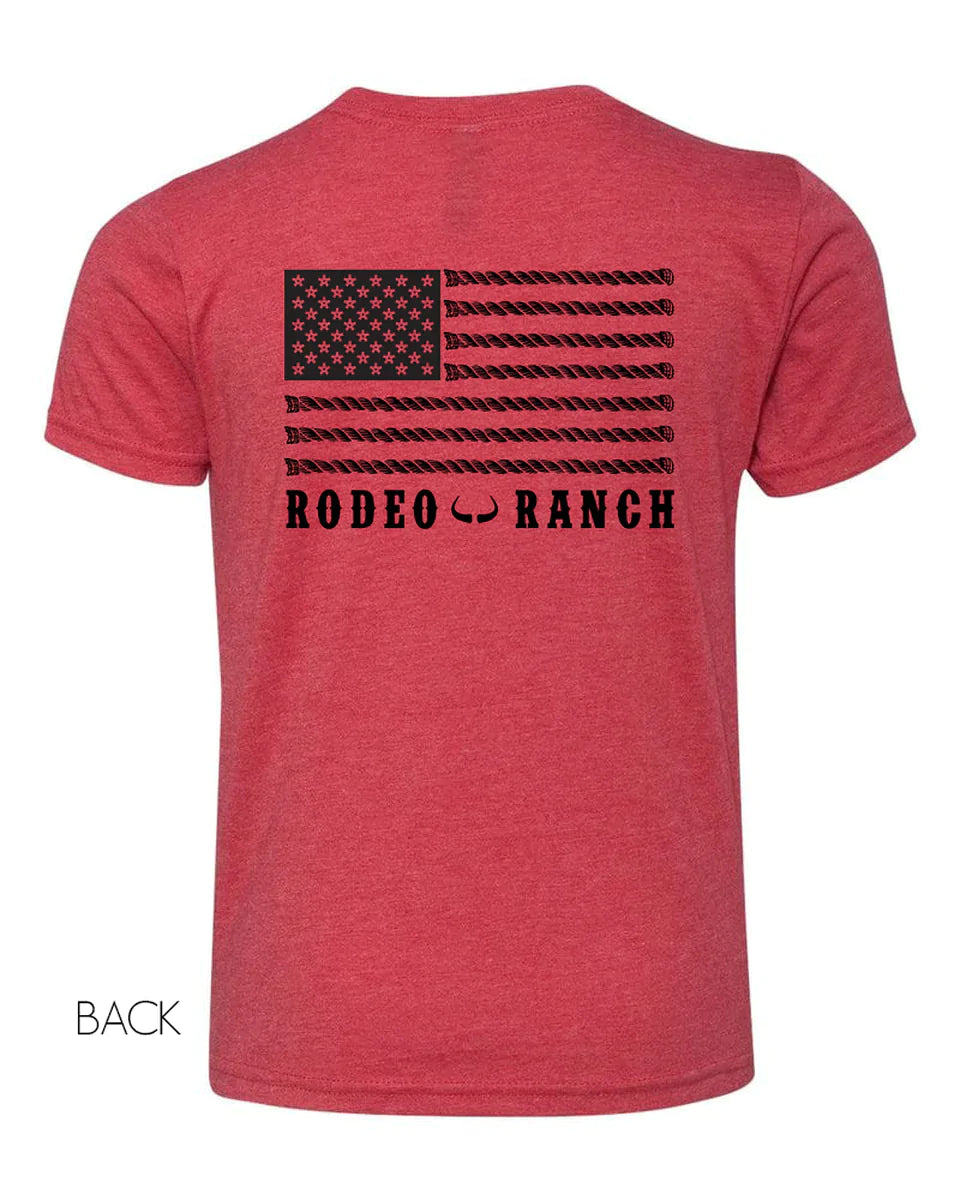 Rodeo Ranch Kids Spur Flag Short Sleeve Shirt - Vintage Red