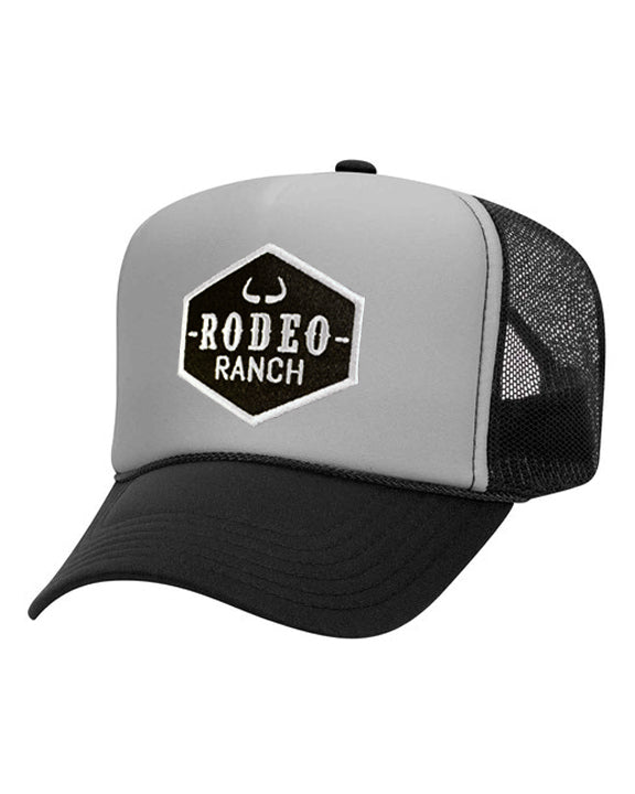 Rodeo Ranch Classic Logo Foam Front Trucker Hat - Charcoal and Black ...