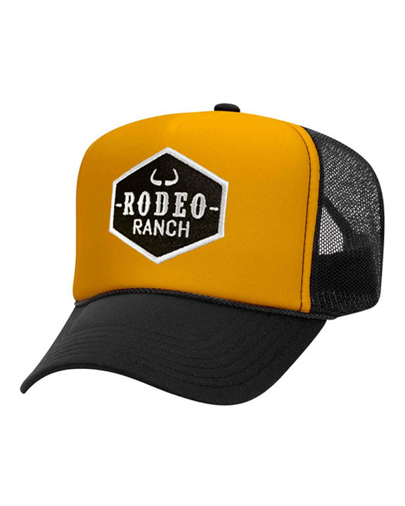 Rodeo Ranch Classic Logo Foam Front Trucker Hat - Gold and Black