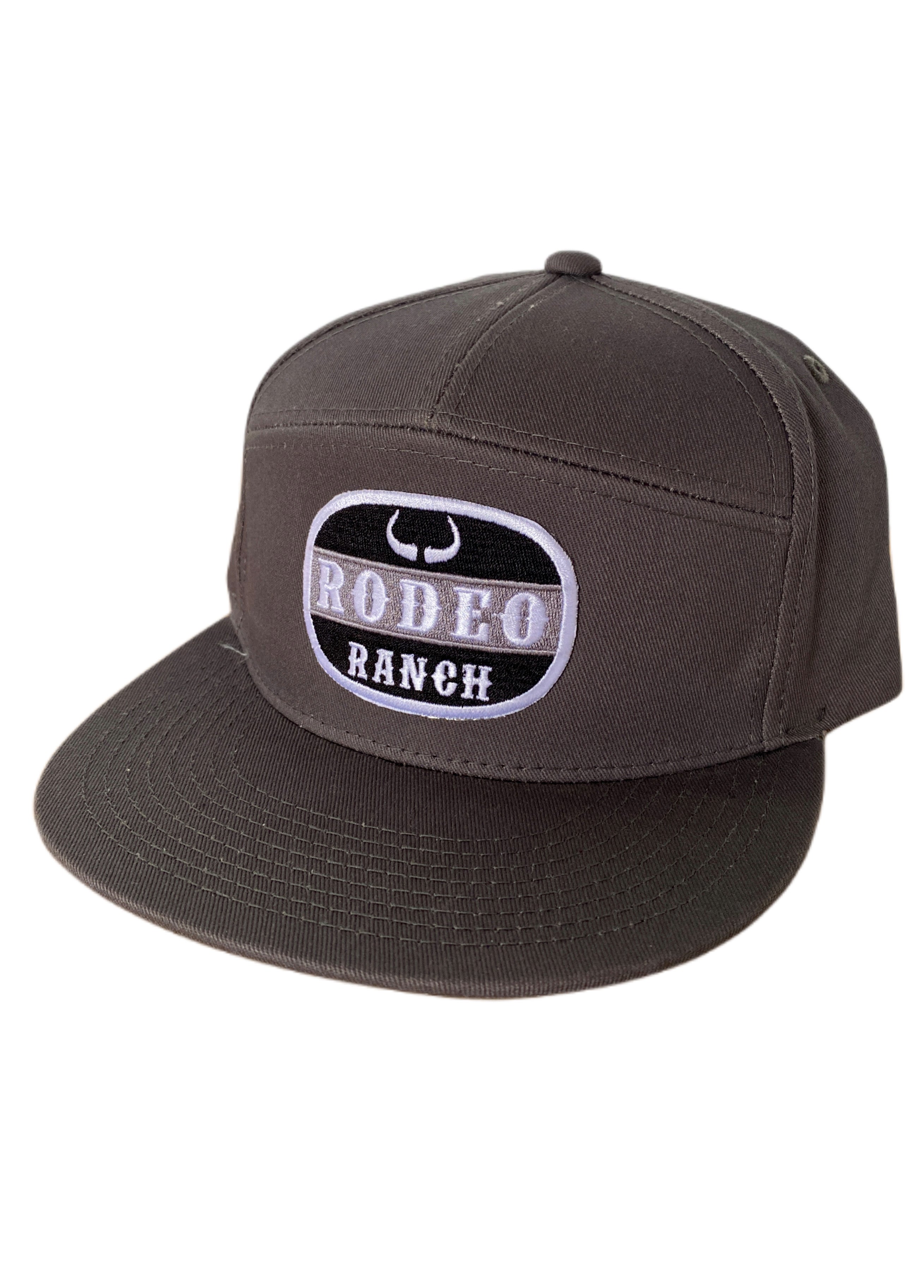 Rodeo Ranch Stockyards 7 Panel Flat Brim Hat - Charcoal – Rodeo Ranch ...
